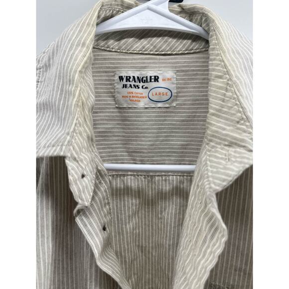 Wrangler Men's Large Gray Pinstripe Long Sleeve Shirt - Picture 2 of 4